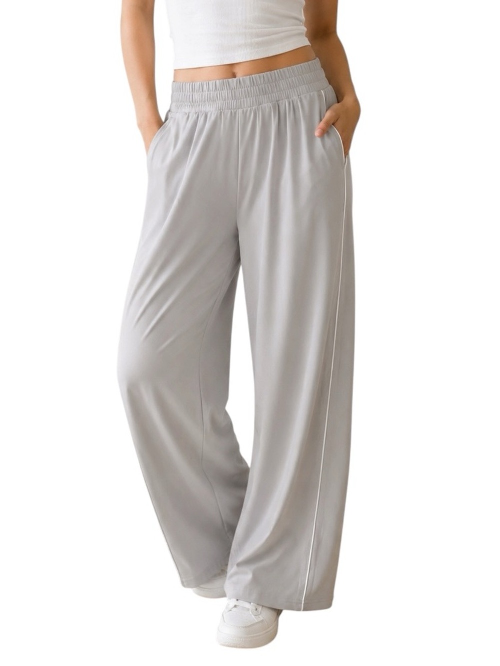 YOGALICIOUS Luxe Palermo Contrast Piping Wide Leg Pants Lunar Dust
